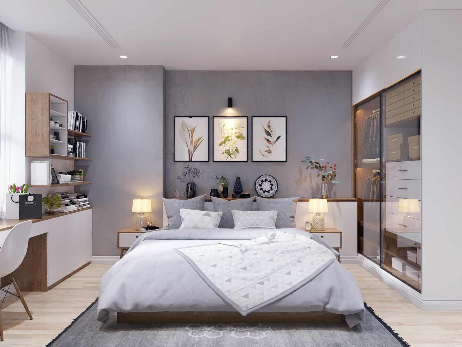 Small Master Bedroom With Gray Paint